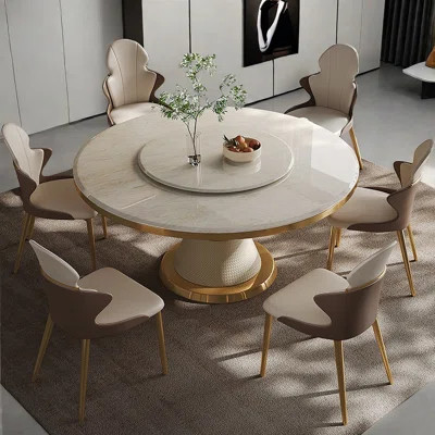 White Natural Marble Round Dining Table Sets | Wayfair North America