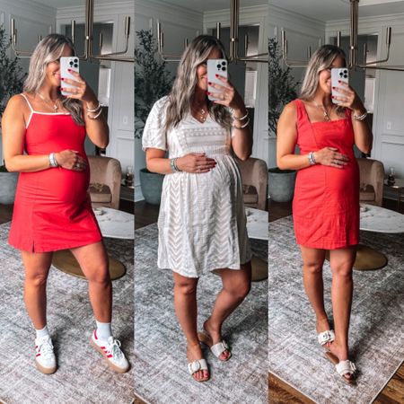 Old navy new arrivals summer dresses that all come in length options! I am 5’8 currently 32 weeks pregnant so all are bumpfriendly! 

Active dress: medium/regular length
Dress two: small/tall (no need to size up if pregnant) 
Dress three: large/regular length 
Sneakers and sandals all fit true to size 



#LTKStyleTip #LTKBump #LTKFindsUnder50