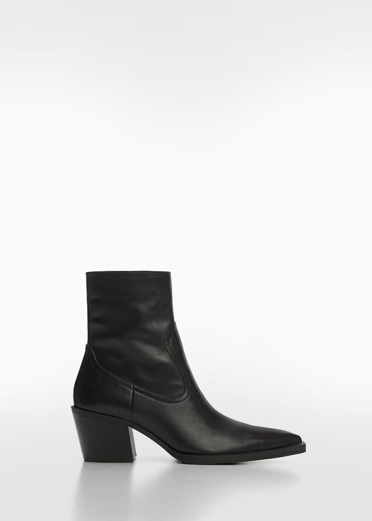 Leather pointed ankle boots -  Women | Mango USA | MANGO (US)