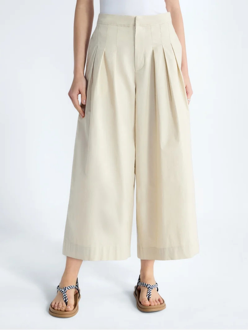 Free Assembly Women's and Women's Plus High Rise Wide Leg Pleated Culotte Pants, Sizes XS-XXL | Walmart (US)