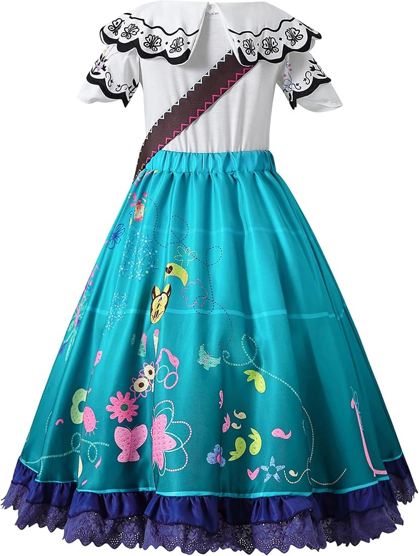 Encanto Costume for girl Mirabel Cosplay outfit Isabella Princess Dress Halloween with Glasses, Earr | Amazon (US)