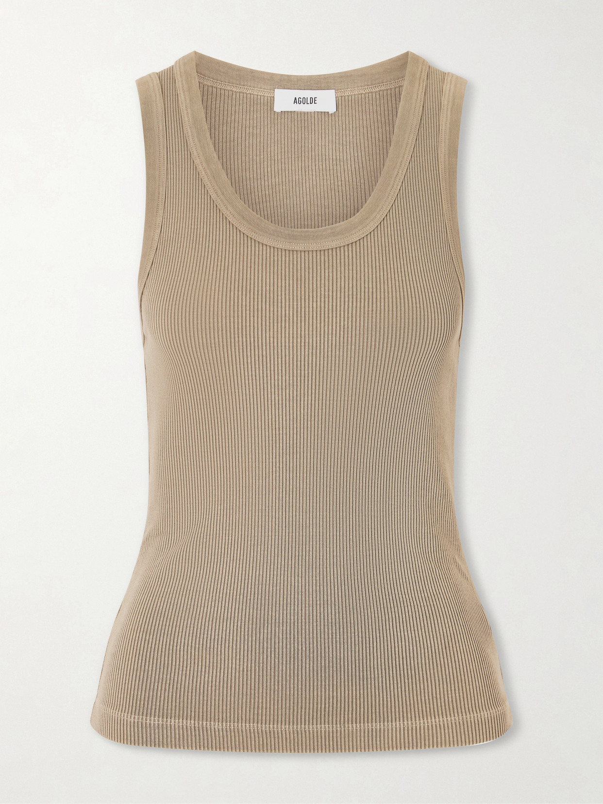 AGOLDE - Poppy Ribbed Stretch Organic Cotton And Tencel-blend Jersey Tank - Brown | NET-A-PORTER (US)