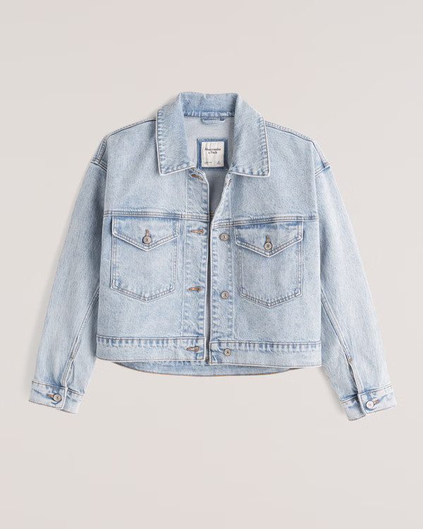 Women's Cropped Boxy Denim Jacket | Women's Coats & Jackets | Abercrombie.com | Abercrombie & Fitch (US)