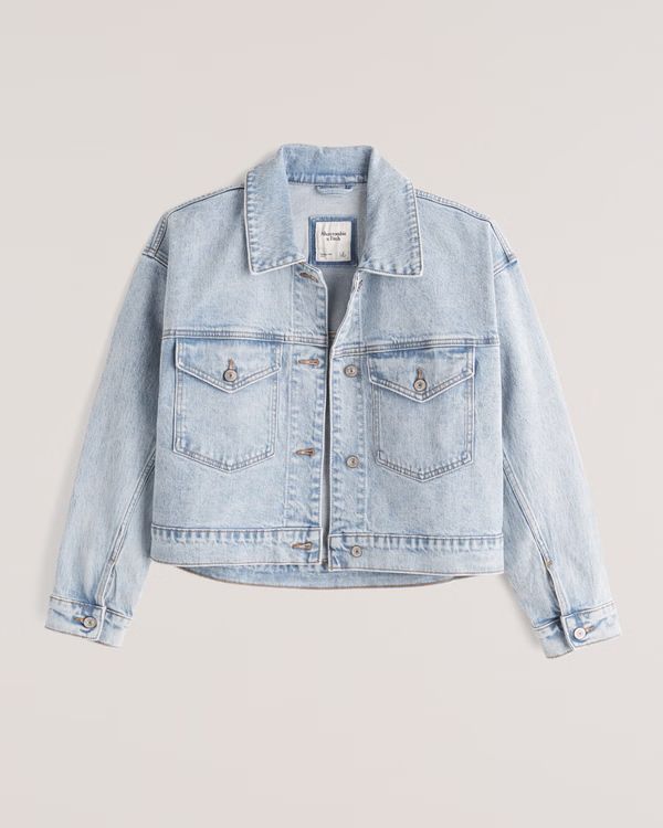 Women's Cropped Boxy Denim Jacket | Women's Clearance | Abercrombie.com | Abercrombie & Fitch (US)