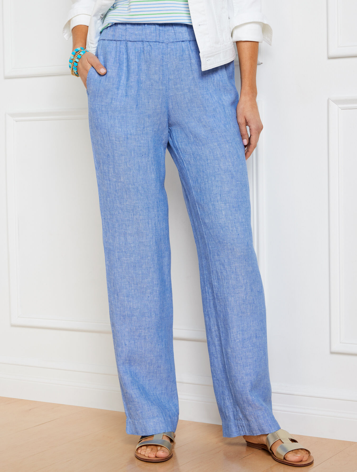 Talbots Nantucket Washed Linen Wide Leg Pants - Cross Dye | Talbots
