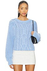 Free People Frankie Cable Sweater in Della Robbia Blue from Revolve.com | Revolve Clothing (Global)