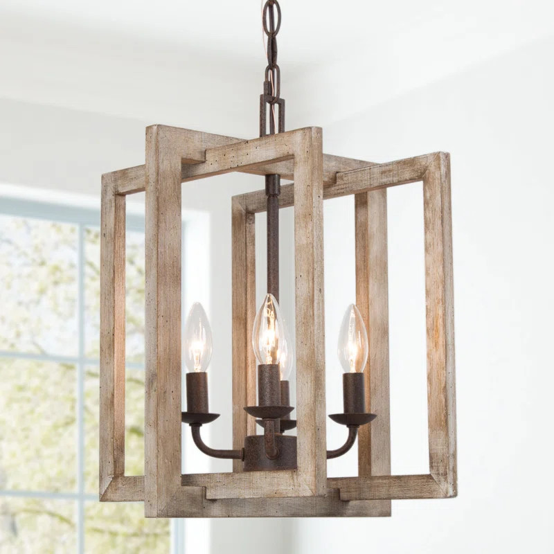 Allizzon 4 - Light Unique Geometric Pendant with Wood Accents | Wayfair North America