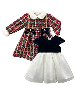 Blueberi Boulevard Girls' 2T-6X Swing Coat and Dress, 2-Piece Set - Macy's | Macy's