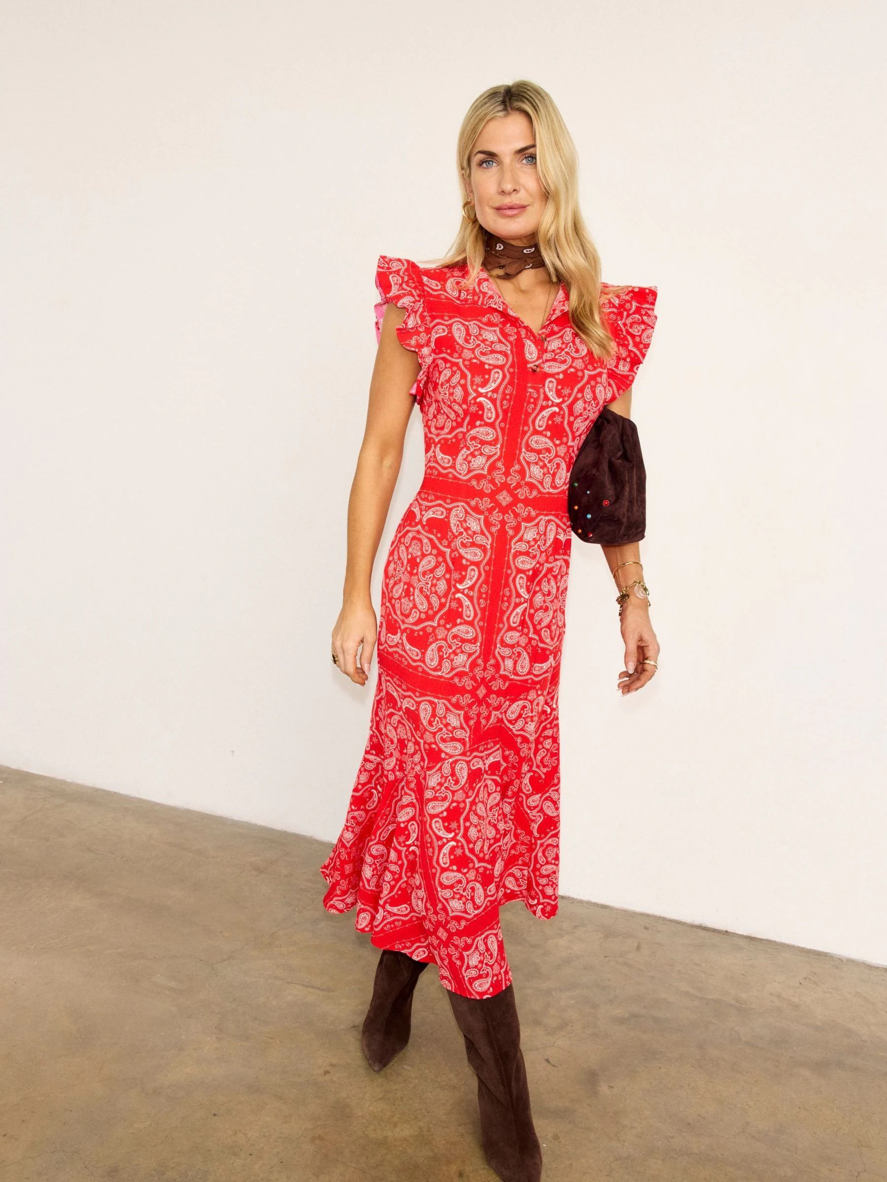Never Fully Dressed Never Fully Dressed Red Petite Bandana Remi Midi Dress | Next US