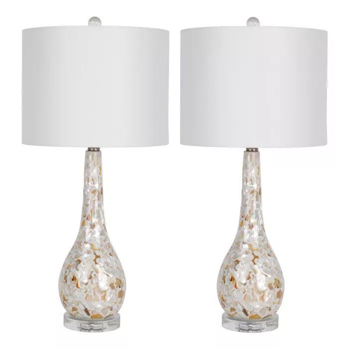 Set of 2 Demi Mother of Pearl Resin Table Lamps Off White - Decor Therapy | Target