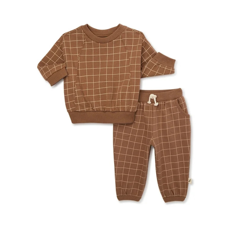 easy-peasy Baby Terry Cloth Sweatshirt and Sweatpants Outfit Set, 2-Piece, Sizes 0-24M | Walmart (US)