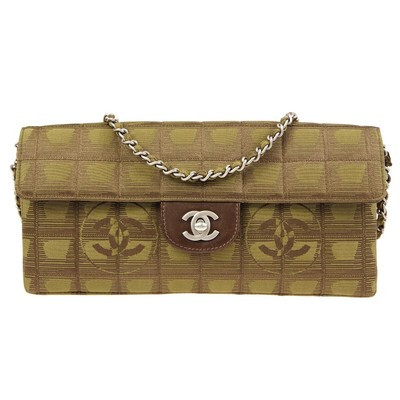 CHANEL Choco Bar Travel Line Chain Shoulder Bag Brown Jacquard 7142007 76907 | eBay US