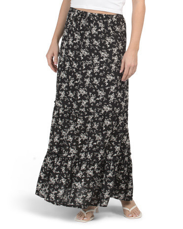 Floral Tiered Maxi Skirt for Women | Polyester/Rayon | Marshalls