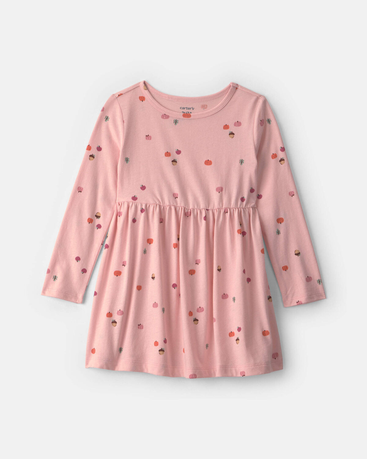 Toddler Girl Pumpkin Long-Sleeve Dress - Pink | Carter's Inc