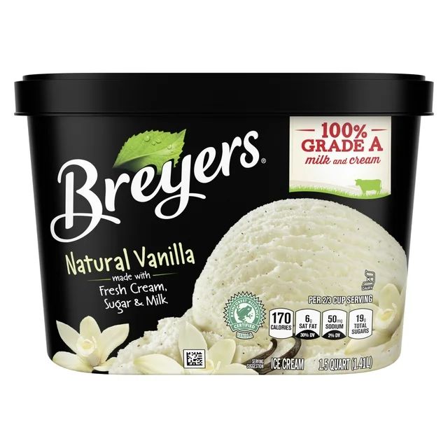 Breyers Natural Vanilla Ice Cream Gluten-Free Kosher Dairy Milk, 1.5 Quart | Walmart (US)