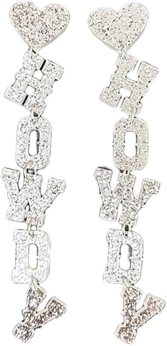 Western Cowgirl Earrings Rhinestone Glitter Disco Handmade Crystal Beaded Howdy Dangle Earrings N... | Amazon (US)