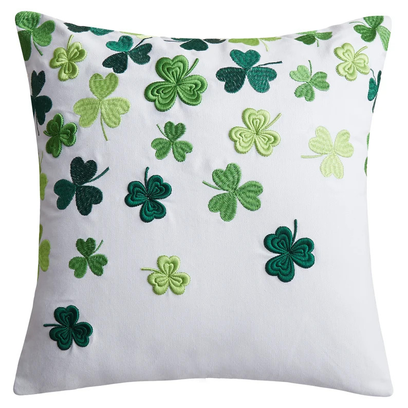 St. Patrick's Day Embroidered Shamrock Throw Pillow Cover | Etsy (US)