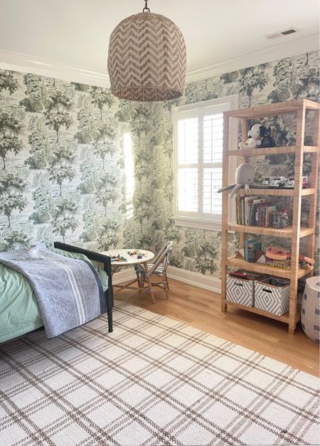 Leo’s bedroom with wallpaper and rattan bookshelf


Kid bedroom child boys Serena and lily pottery barn 

#LTKfamily #LTKkids #LTKhome