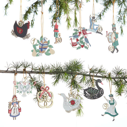 Laser Cut Wood 12 Days Of Christmas Boxed Ornaments 12 Pack by World Market | World Market
