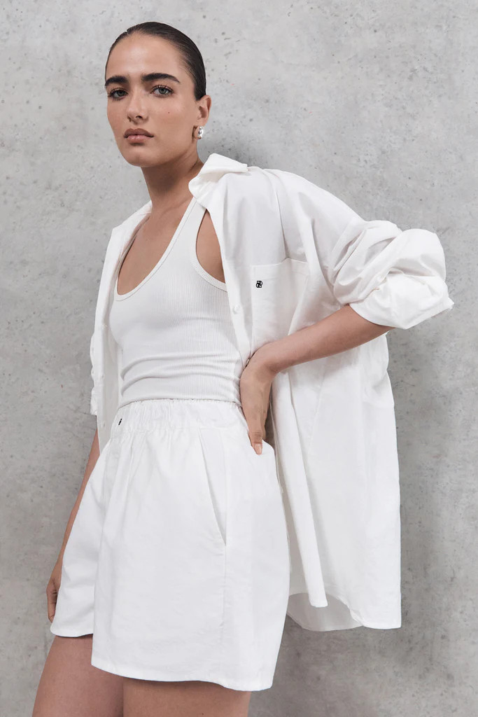 RHEA WHITE COTTON SHORT | DISSH