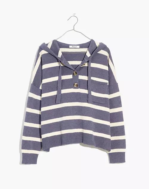Striped Olney Henley Hoodie Sweater | Madewell