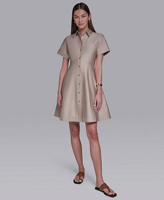 Women's Short-Sleeve Collared Shirt Dress | Macy's
