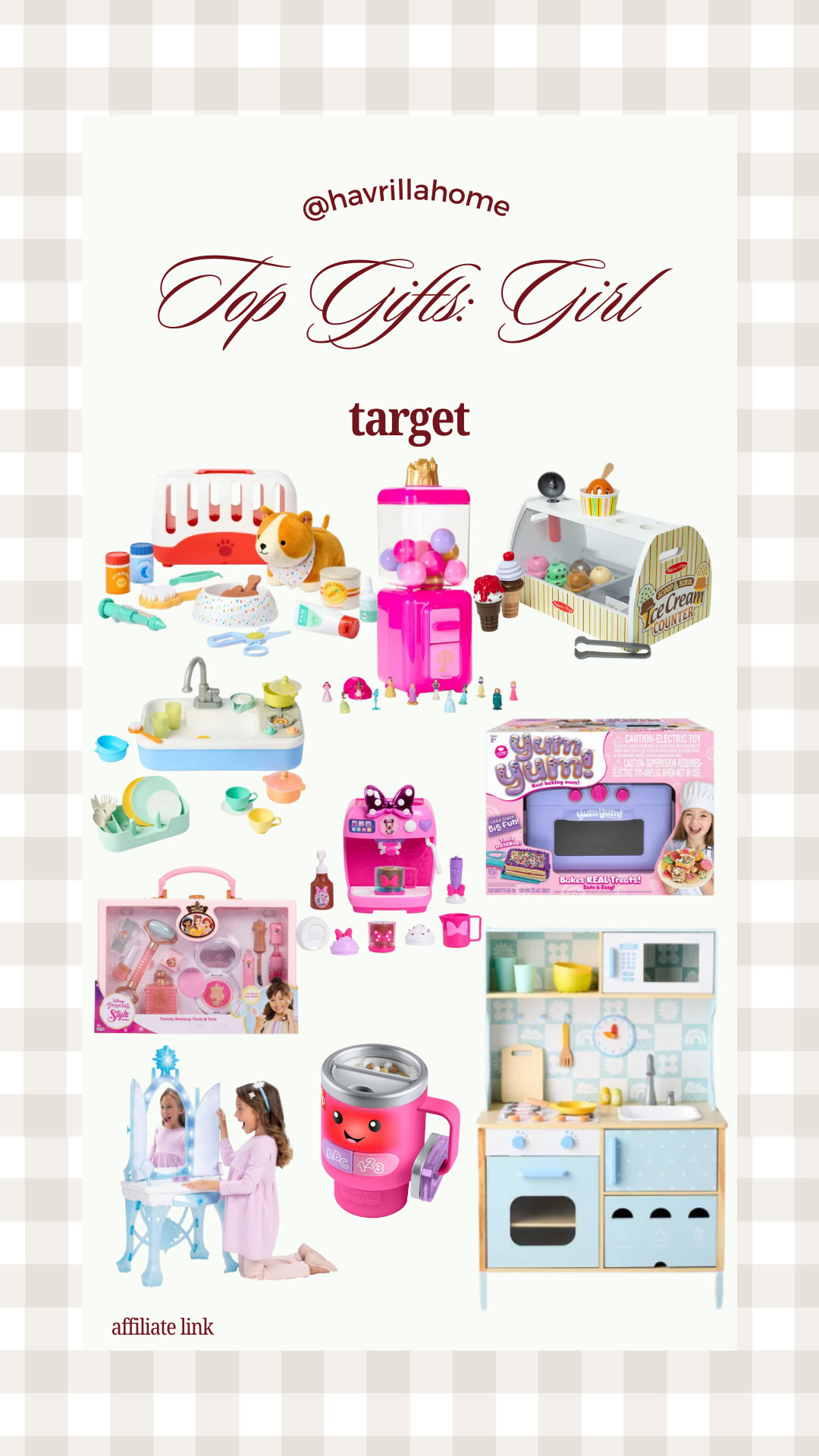 Target girl gifts, gifts for girls target, girl christmas gifts, pretend play toys target, kids makeup toy set, toddler kitchen set, ice cream counter toy, princess vanity toy, baking toy oven, target toy deals, top gifts for girls 2024, imaginative play toys girls, target holiday toys, toddler girl gift ideas. Follow @havrillahome on Instagram and Pinterest for more home decor inspiration, diy and affordable finds Holiday, christmas decor, home decor, living room, Candles, wreath, faux wreath, walmart, Target new arrivals, winter decor, spring decor, fall finds, studio mcgee x target, hearth and hand, magnolia, holiday decor, dining room decor, living room decor, affordable, affordable home decor, amazon, target, weekend deals, sale, on sale, pottery barn, kirklands, faux florals, rugs, furniture, couches, nightstands, end tables, lamps, art, wall art, etsy, pillows, blankets, bedding, throw pillows, look for less, floor mirror, kids decor, kids rooms, nursery decor, bar stools, counter stools, vase, pottery, budget, budget friendly, coffee table, dining chairs, cane, rattan, wood, white wash, amazon home, arch, bass hardware, vintage, new arrivals, back in stock, washable rug  

 

#LTKGiftGuide #LTKHoliday #LTKSeasonal