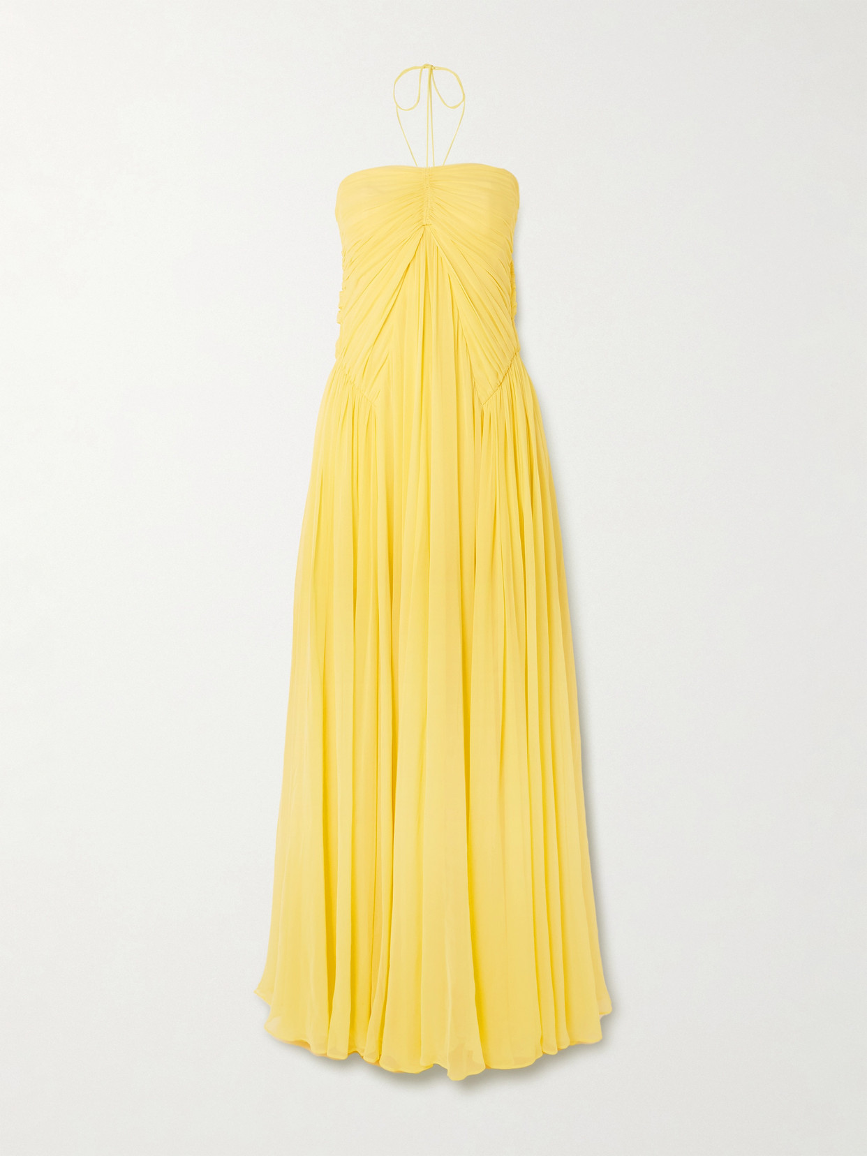 Cult Gaia - Ritz Gathered Silk-chiffon Halterneck Maxi Dress - Yellow | NET-A-PORTER (US)