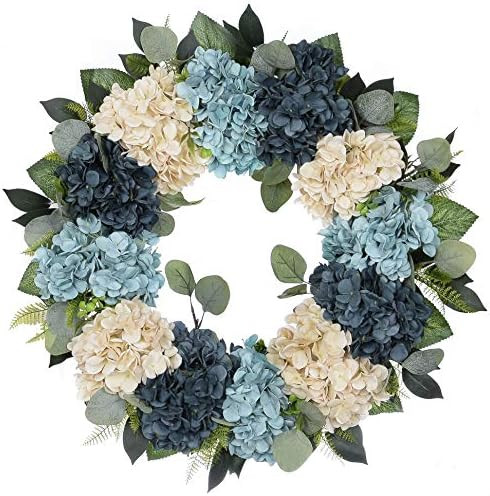 POETIC WREATH Spring Wreath Large 22 Inch Blue White Hydrangea Grapevine Wreath Year Round Wreath... | Amazon (US)