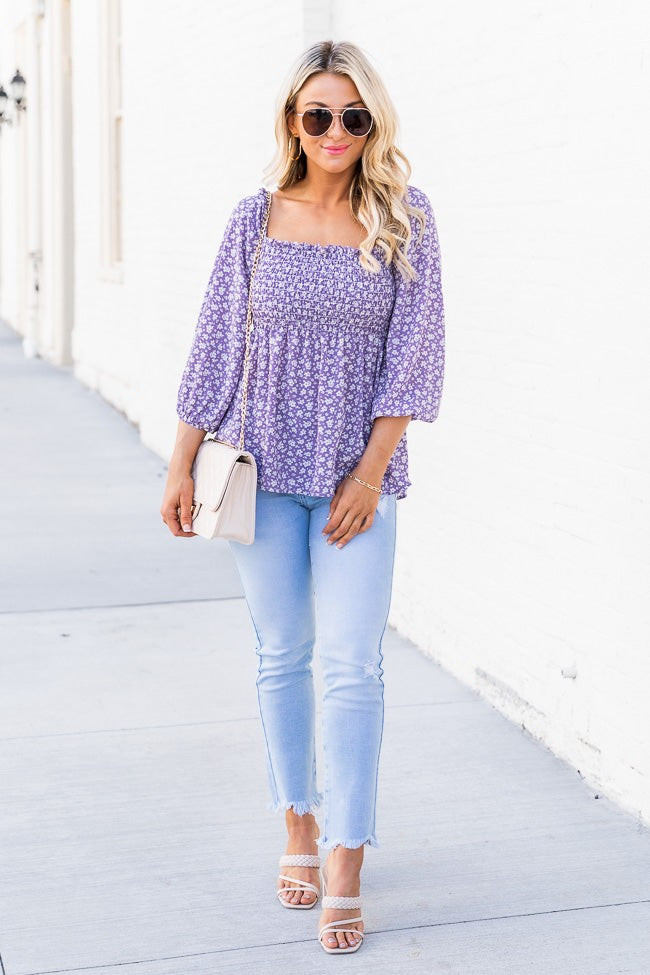 Ideas About Tonight Purple Floral Smocked Blouse | The Pink Lily Boutique