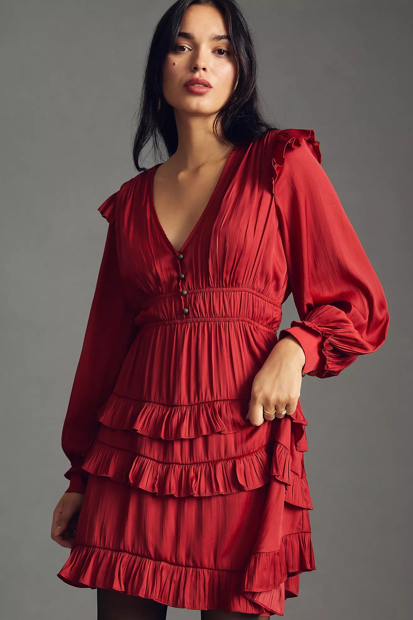 By Anthropologie Tiered Ruffled Mini Dress | Anthropologie (US)