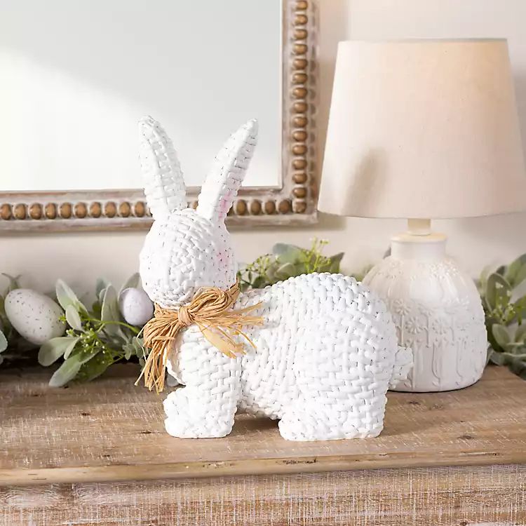 White Wicker Bunny Decoration | Kirkland's Home