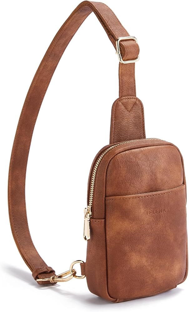 Telena Small Sling Bag for Women Leather Crossbody Fanny Packs Chest Bag for Women | Amazon (US)