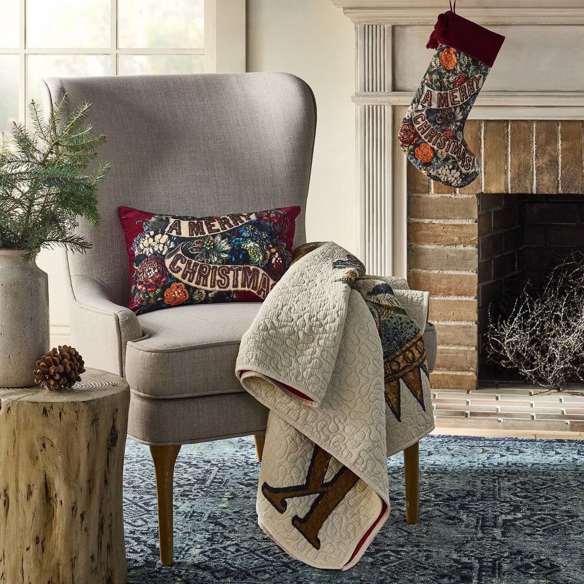 John Derian for Target 18"x12" Merry Christmas Floral Pillow | Target