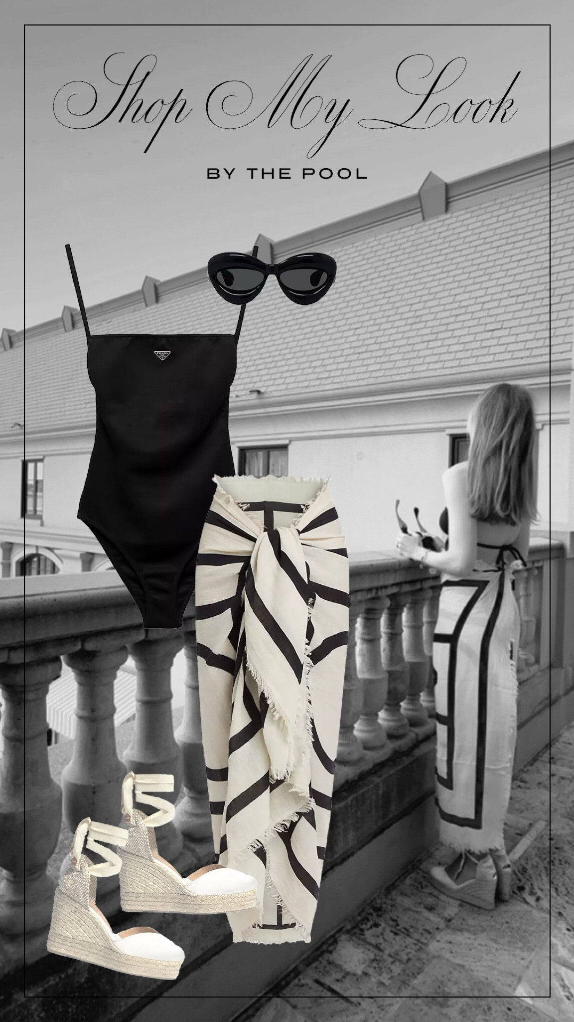 Loved this look from our mini vacation! This Toteme pareo paired with my Prada swimsuit is so chic. 