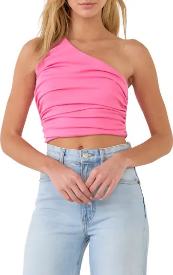 Grey Lab Ruched One-Shoulder Crop Top | Nordstrom | Nordstrom