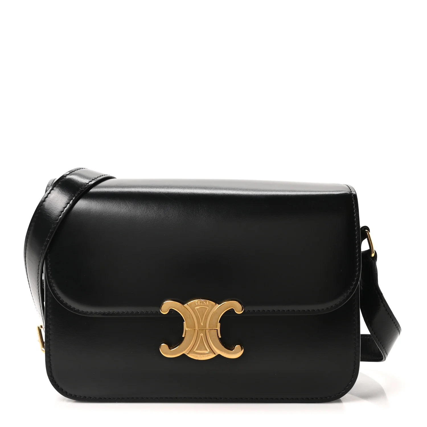 Celine Shiny Calfskin Medium Triomphe Black 1824731 | FASHIONPHILE (US)