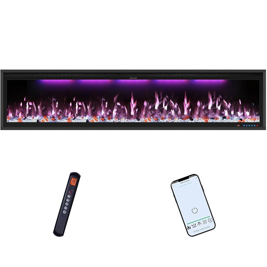 74" Smart Electric Fireplace Inserts,Slim Fireplace with APP Control & Remote Control& Touch Pane... | Amazon (US)