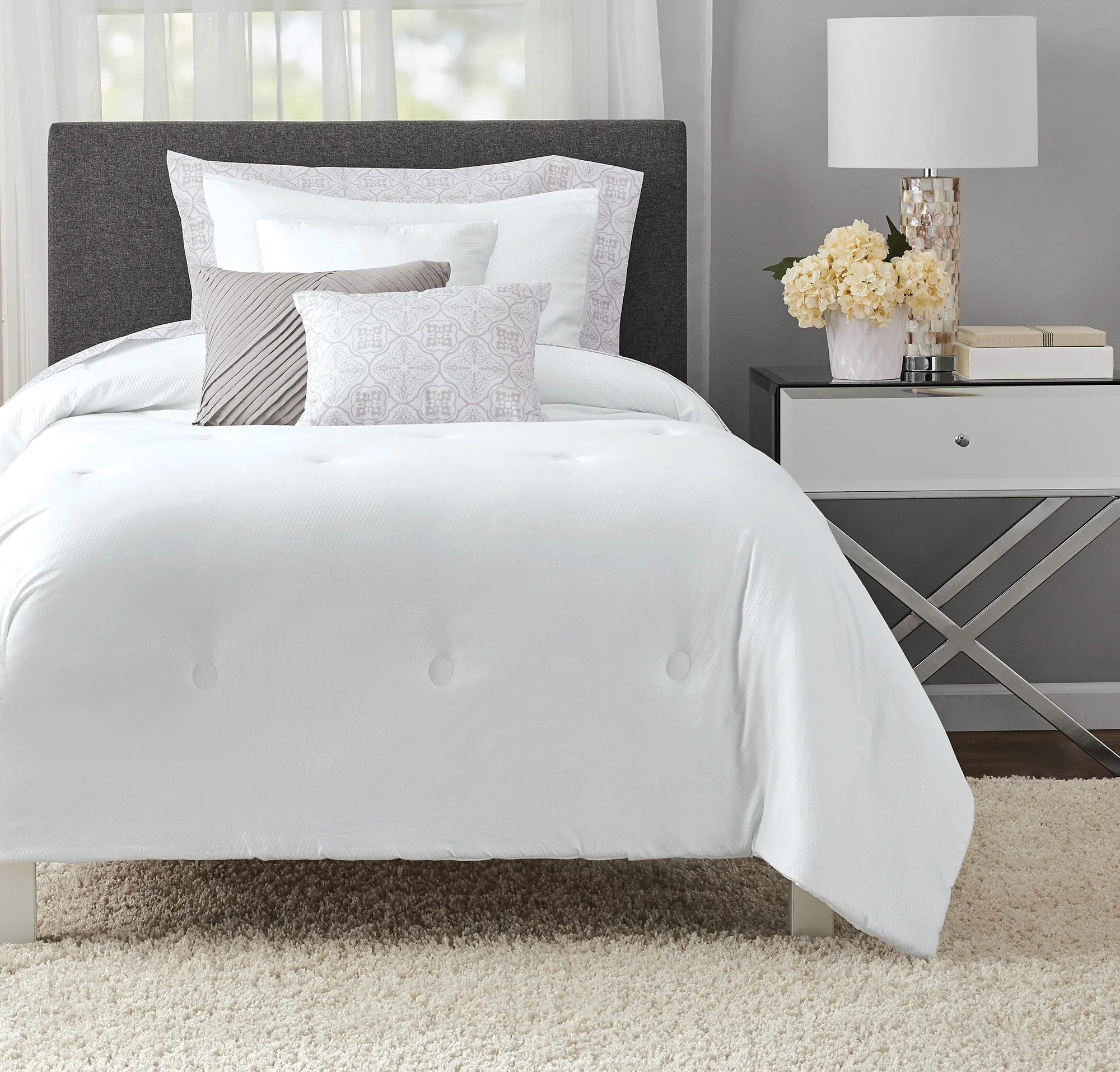 Mainstays White Puffy 8-Piece Complete Bed in a Bag, Twin/Twin XL | Walmart (US)