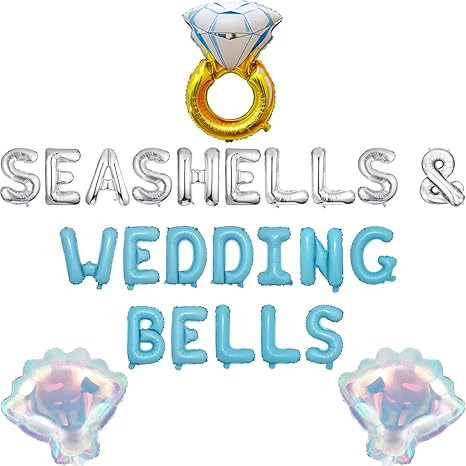 Seashells & Wedding Bells Balloon Banner Seashells Ring Balloon for Beach Bach Last Toast On The ... | Amazon (US)