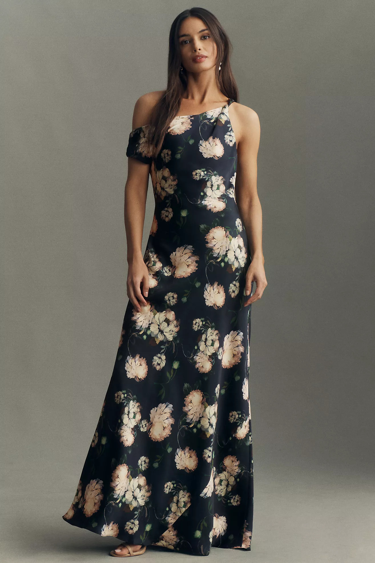 BHLDN Sienna Off-The-Shoulder High-Shine Satin Maxi Dress | Anthropologie (US)