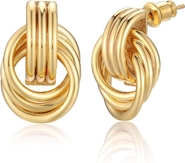 Gold Knot Drop Dangle Earrings for Women Geometric Hoop Earrings Trendy Jewelry Gift for Girls | Amazon (US)