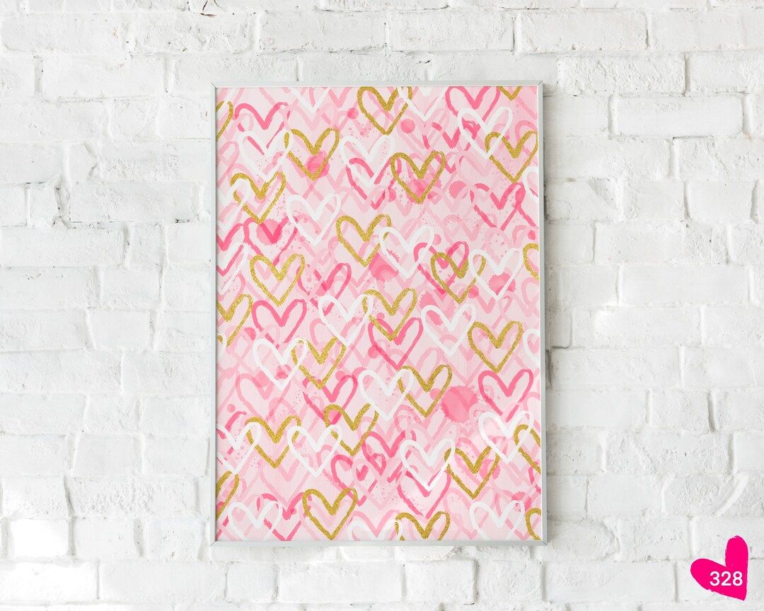 Pink Hearts Preppy Wall Art Printable Preppy Room Decor for - Etsy | Etsy (US)
