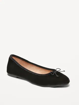 Velvet Bow-Tie Ballet Flat Shoes for Women | Old Navy (US)