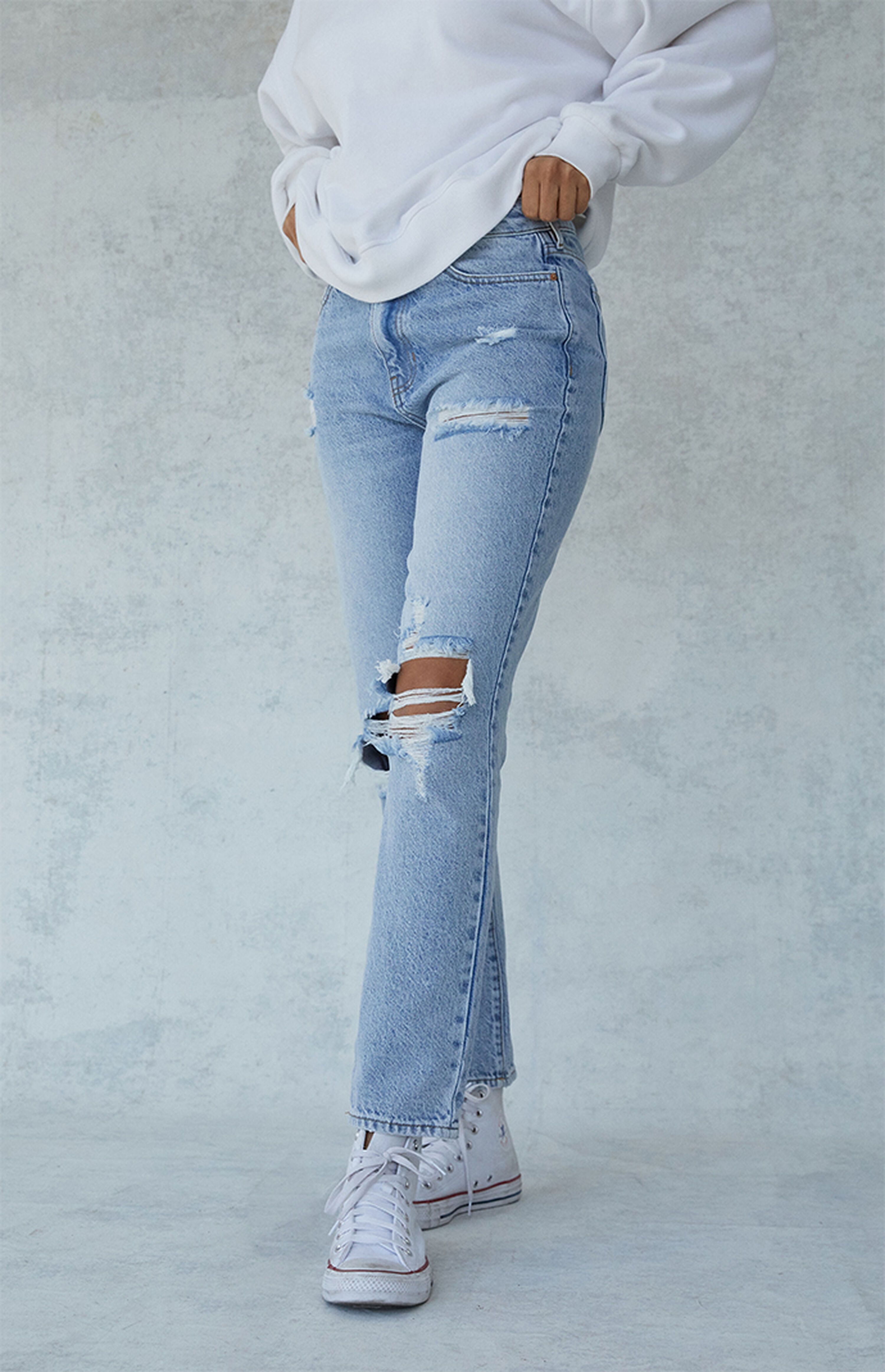 PacSun Eco Light Blue Distressed Mom Jeans | PacSun | PacSun