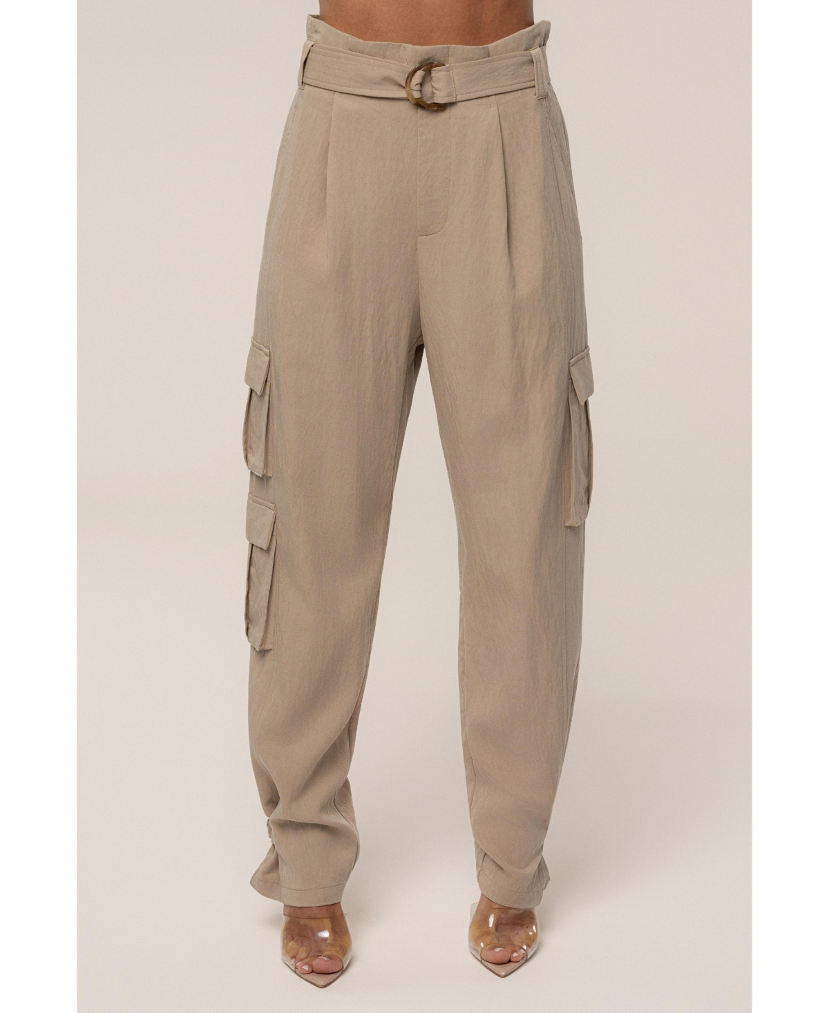 Jluxlabel Women's Boundless Belted Cargo Pants - Beige | Macy's