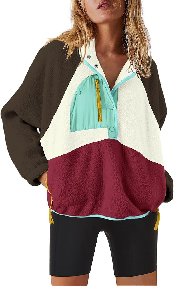 Nirovien Womens Fleece Pullover Long Sleeve Sherpa Jacket Button Down Fuzzy Sweatshirt Warm Outwe... | Amazon (US)