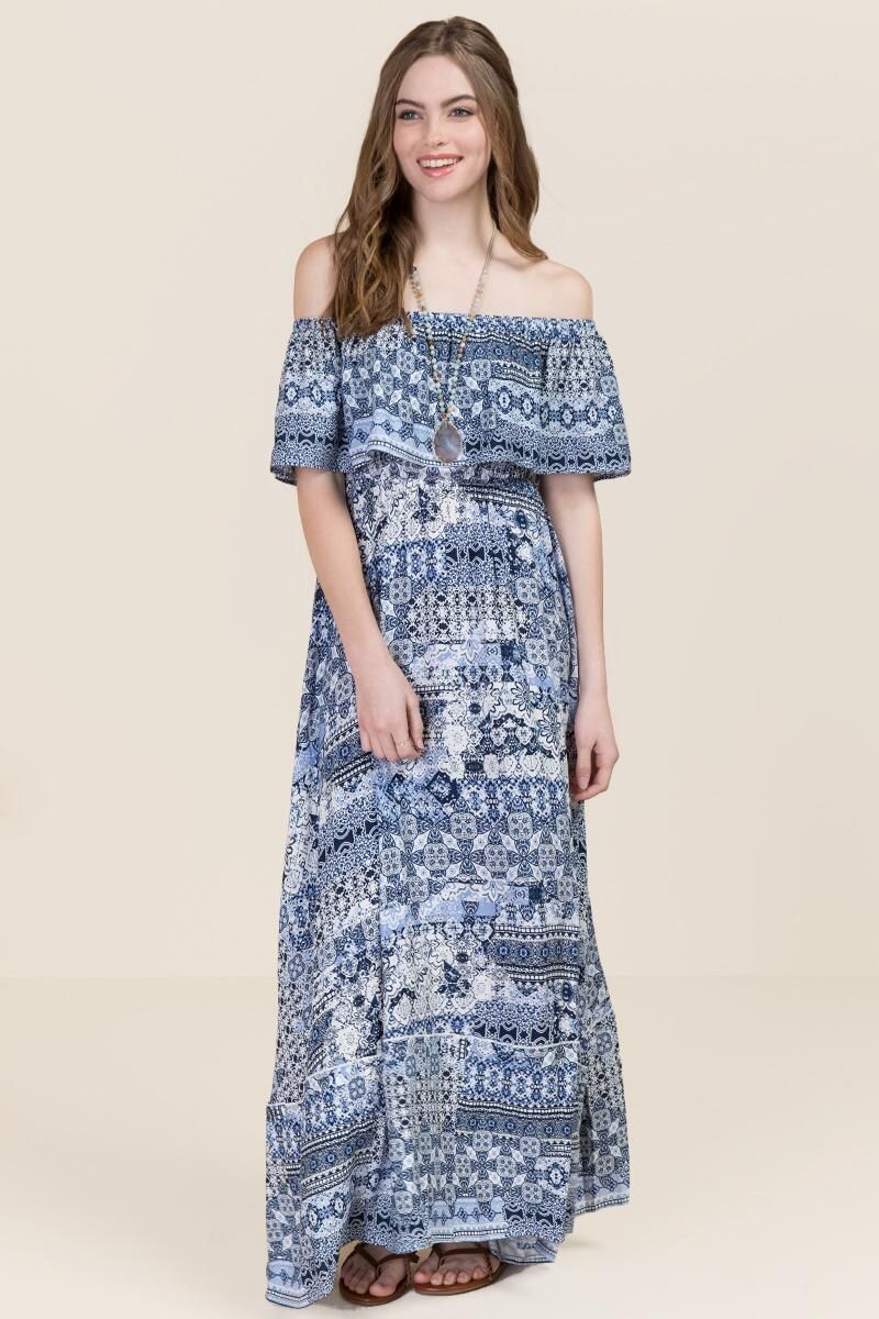 Jaden Paisley Ruffle Maxi Dress | Francesca’s Collections