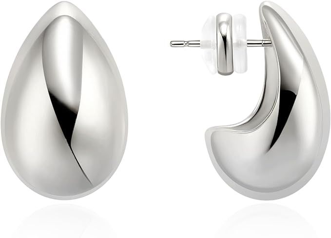 LecAit 14K Gold Chunky Waterdrop Earrings for Women,Lightweight Big Teardrop Hollow Drop Dangle E... | Amazon (CA)