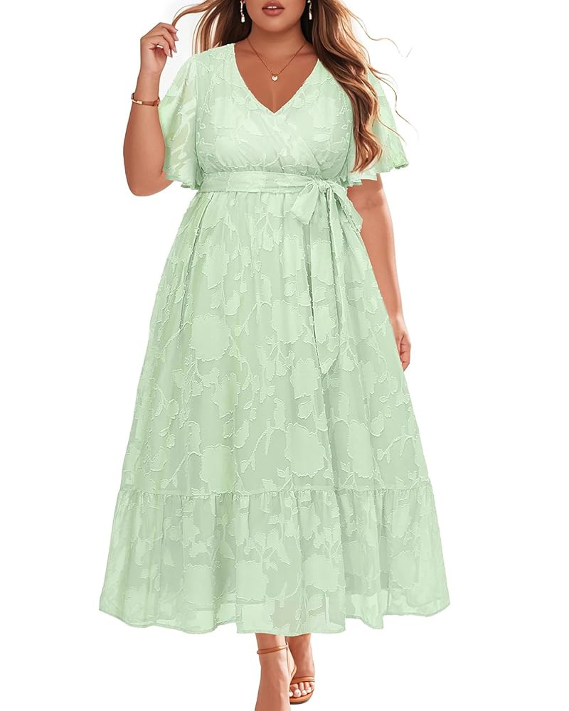 Pinup Fashion Plus Size Dresses for Wedding Guest - 2025 Cocktail Semi Formal Summer Wrap V Neck ... | Amazon (US)